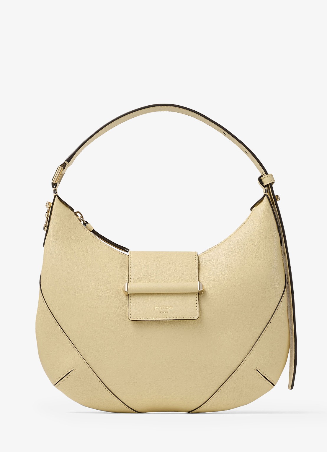 Jimmy Choo Bar Hobo/S schoudertas van lamsleer - voorkant creme