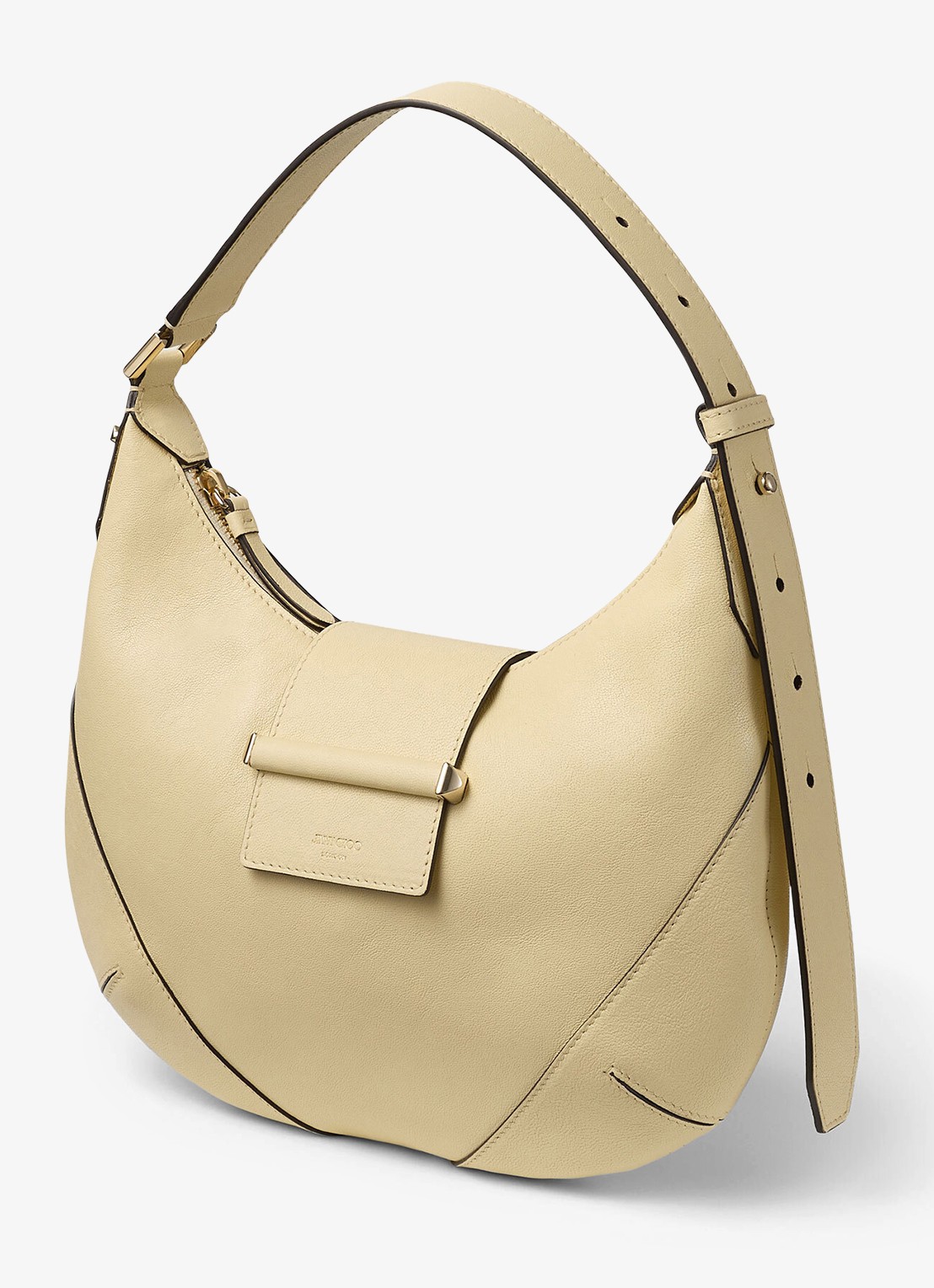 Jimmy Choo Bar Hobo/S schoudertas van lamsleer - voorkant 2 creme