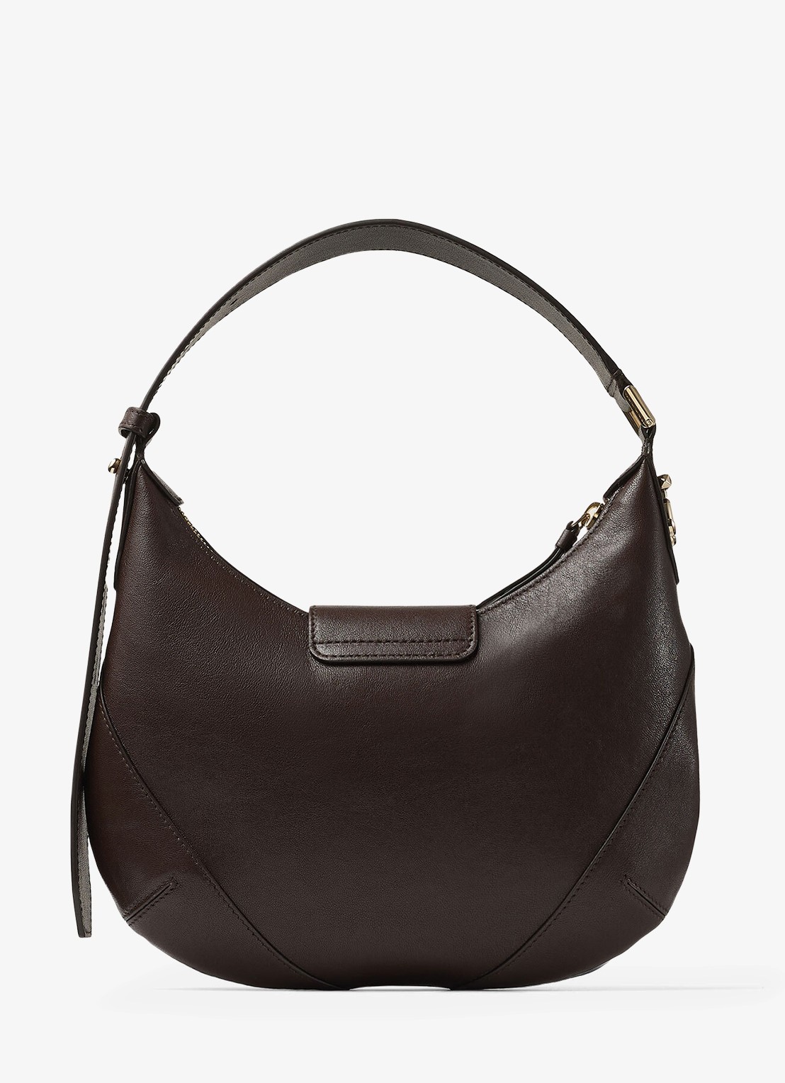 Jimmy Choo Bar Hobo/S schoudertas van lamsleer - achterkant donkerbruin