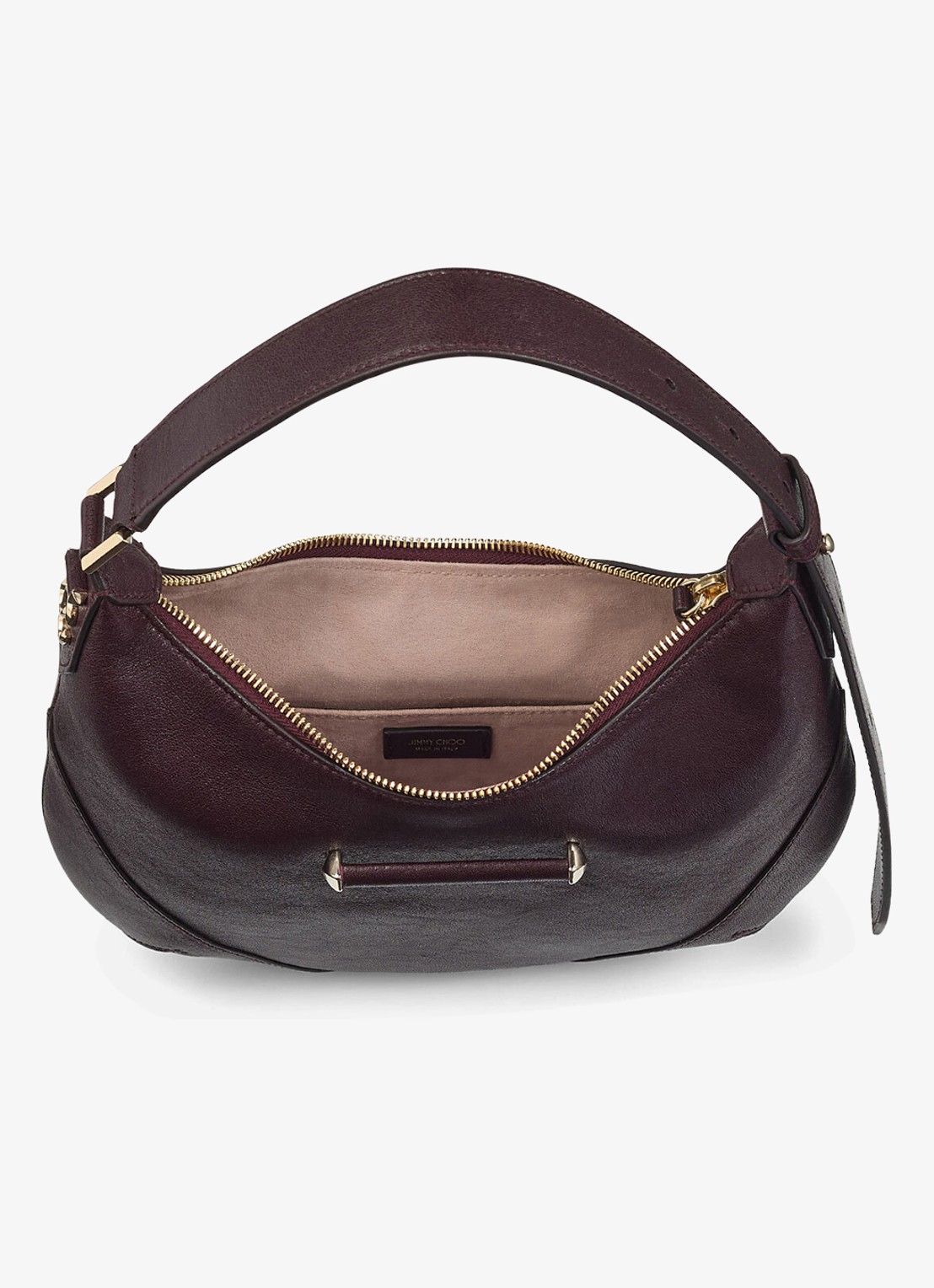 Jimmy Choo Bar Hobo/S schoudertas van lamsleer - detail 4 donkerbruin