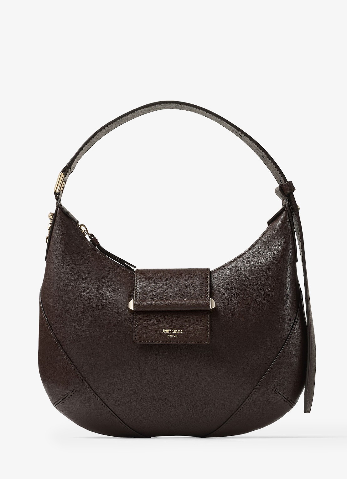 Jimmy Choo Bar Hobo/S schoudertas van lamsleer - voorkant 2 donkerbruin