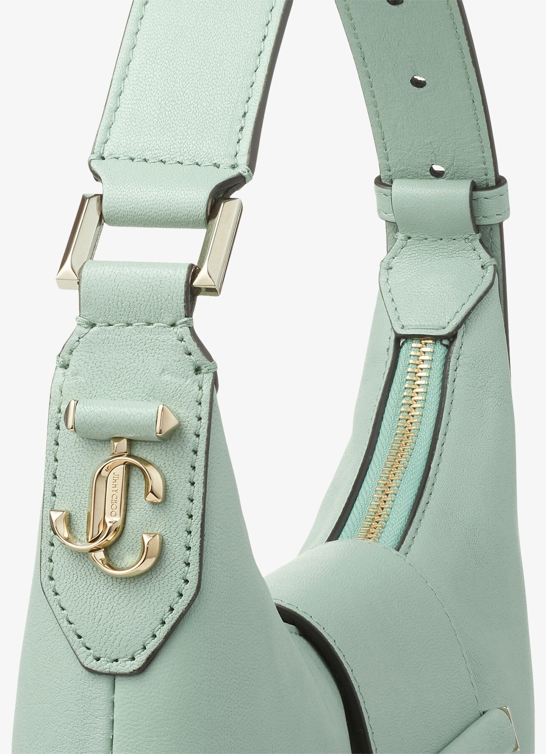 Jimmy Choo Bar Hobo/S schoudertas van lamsleer - detail 5 groen
