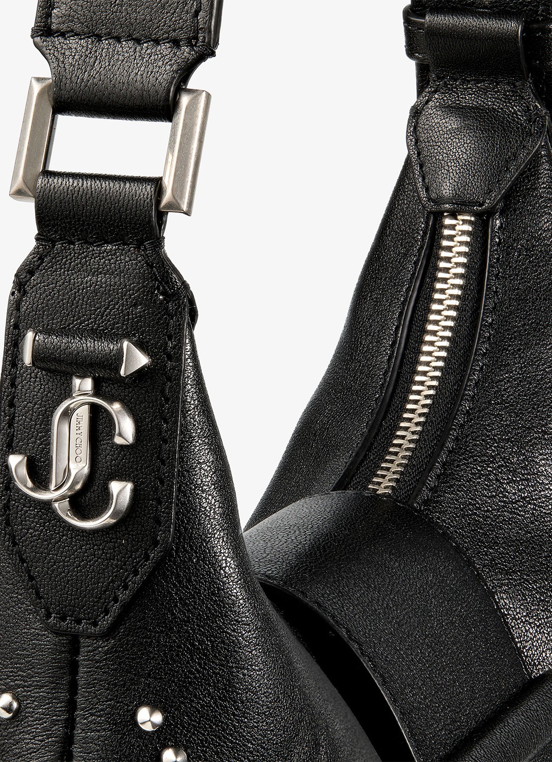 Jimmy Choo Bar Hobo/S schoudertas van schapenleer met studs - detail 5 zwart