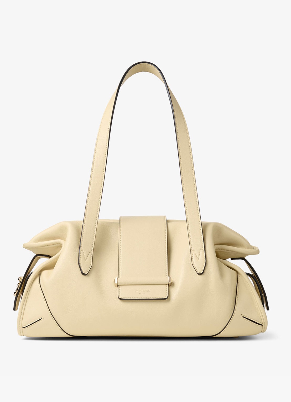 Jimmy Choo Bar Holdall Medium schoudertas van lamsleer - voorkant 2 gebroken wit