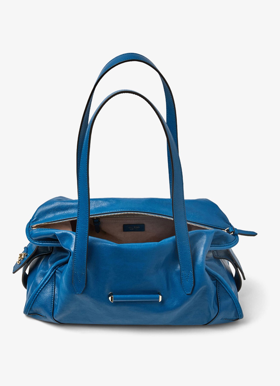 Jimmy Choo Bar Holdall Medium schoudertas van lamsleer - detail blauw