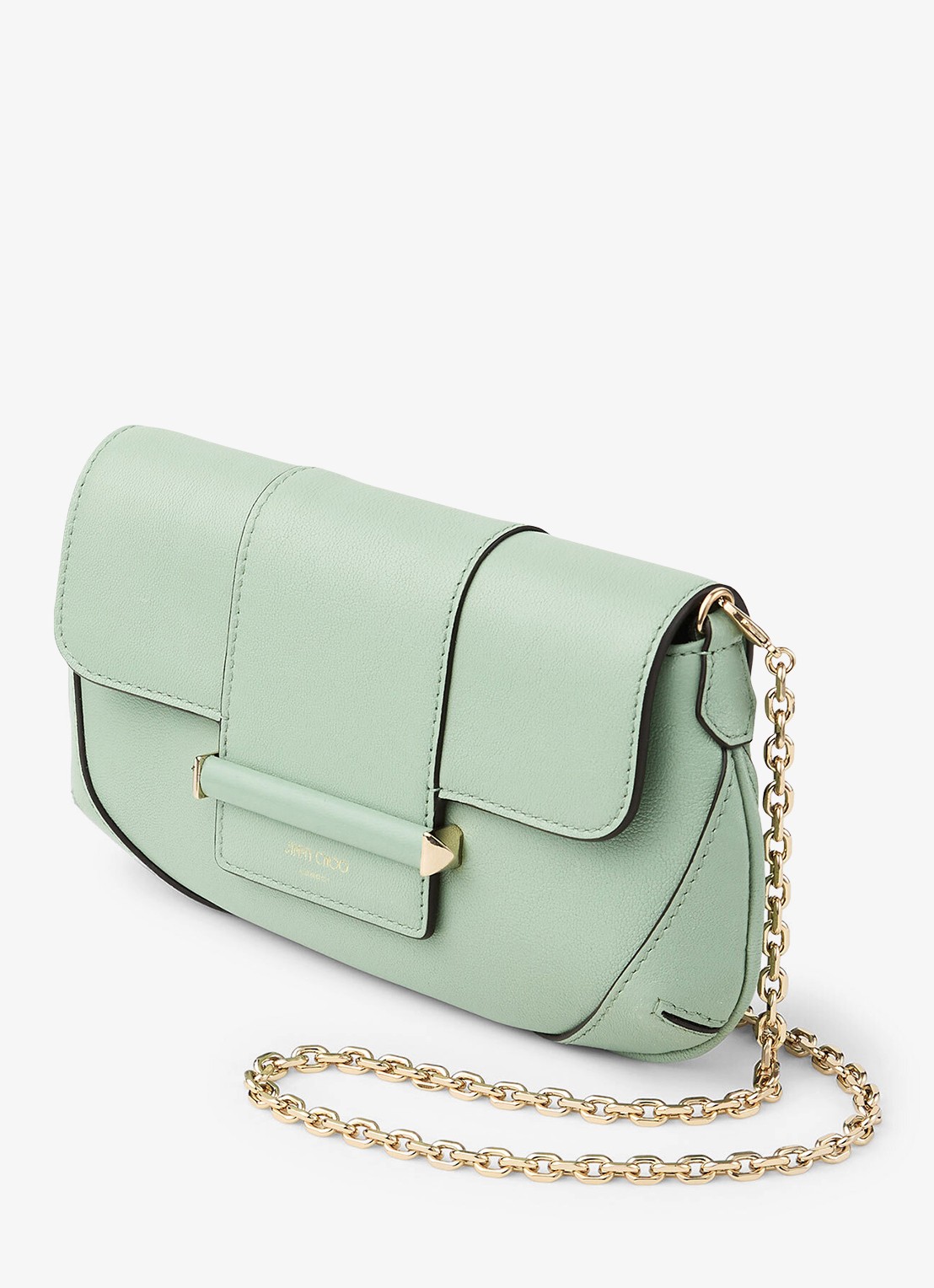 Jimmy Choo Bar Mini crossbodytas van lamsleer met afneembare schouderriem - voorkant 3 groen