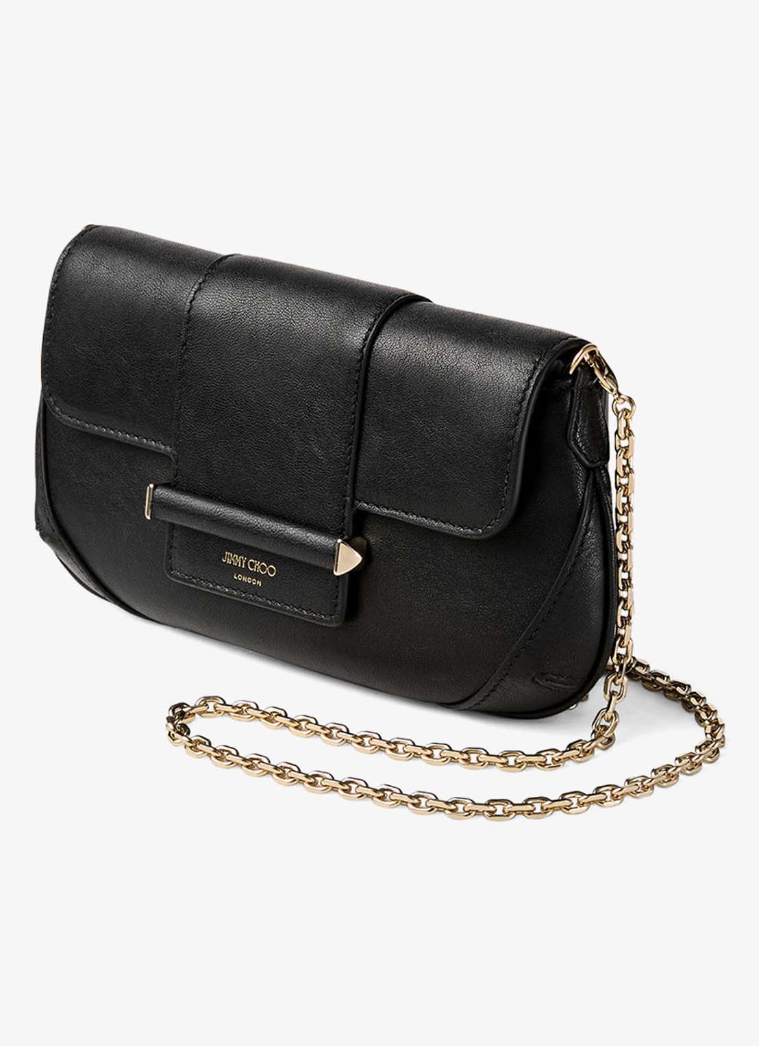 Jimmy Choo Bar Wallet/Chain crossbodytas van lamsleer - voorkant 5 zwart