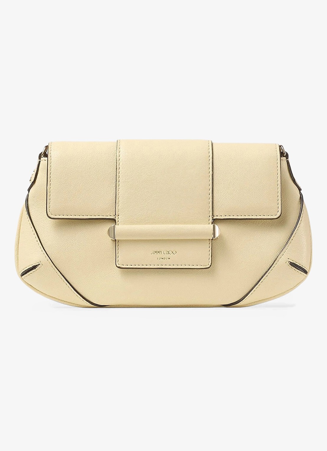 Jimmy Choo Bar Wallet/Chain crossbodytas van lamsleer - voorkant 3 creme