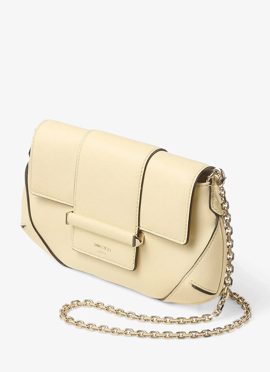 Jimmy Choo Bar Wallet/Chain crossbodytas van lamsleer - voorkant 4 creme