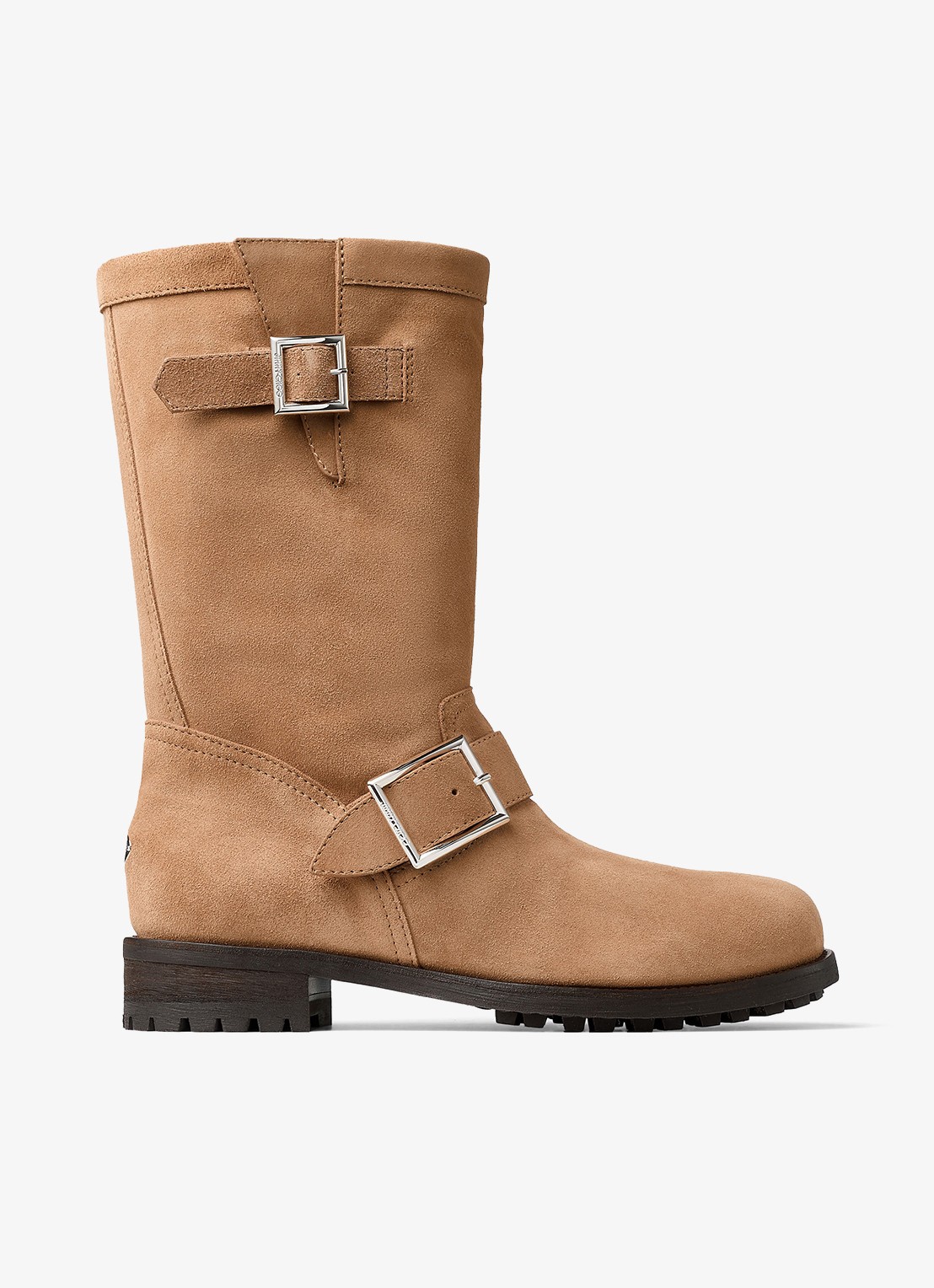 Jimmy Choo Biker boot van kalfssuède - voorkant 3 bruin