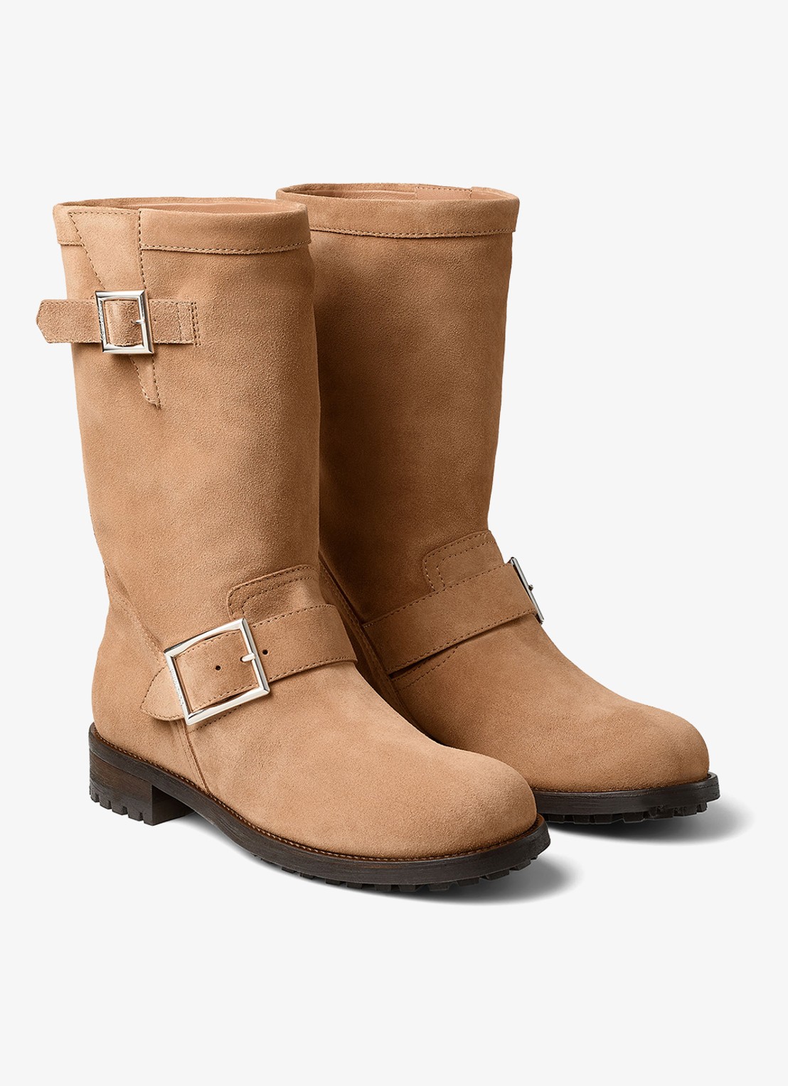 Jimmy Choo Biker boot van kalfssuède - voorkant 4 bruin
