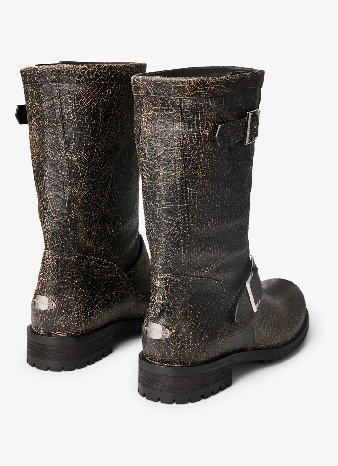 Jimmy Choo Biker Mid biker boot van schapenleer - achterkant 3 zwart