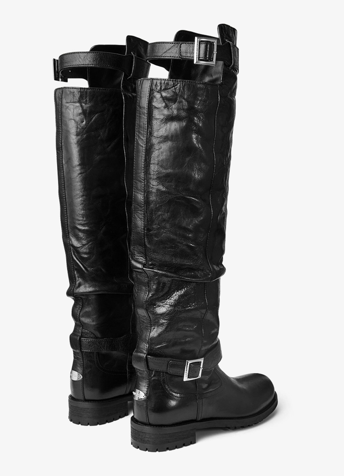 Jimmy Choo Biker overknee laars van lamsleer - achterkant 4 zwart