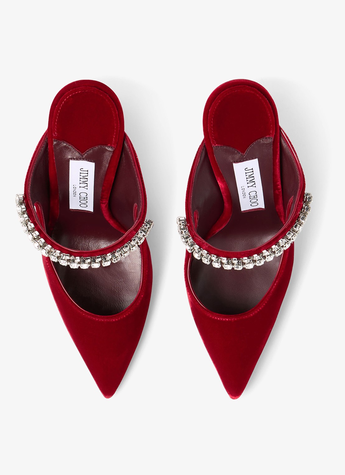 Jimmy Choo Bing 100 muiltje van fluweel - detail rood