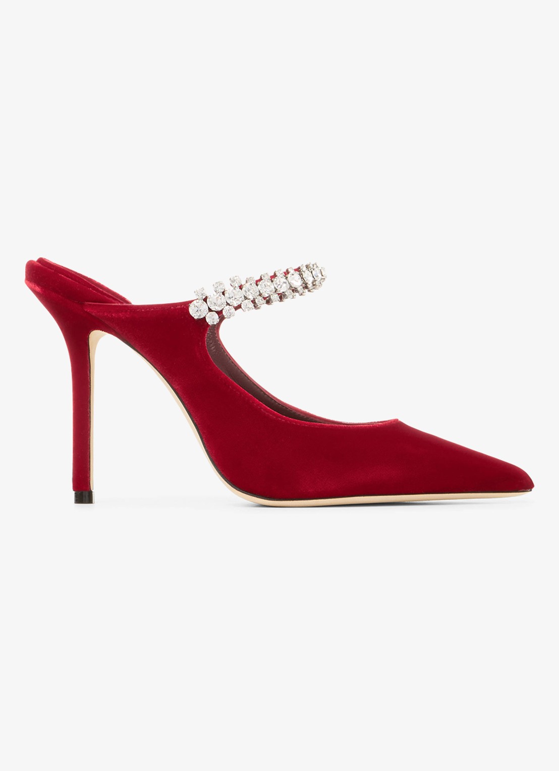 Jimmy Choo Bing 100 muiltje van fluweel - voorkant 4 rood