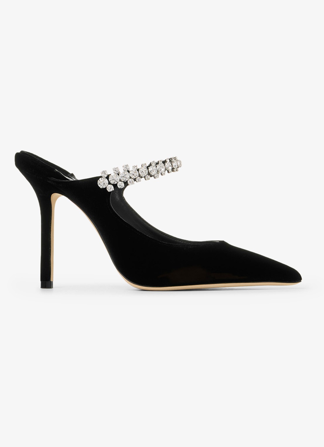 Jimmy Choo Bing 100 muiltje van fluweel - voorkant zwart