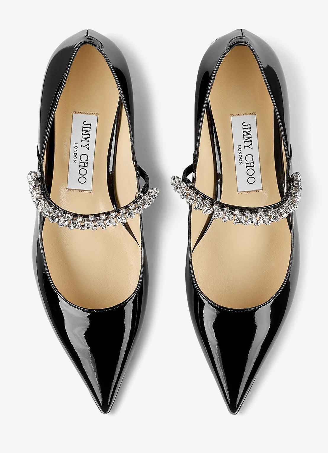 Jimmy Choo Bing ballerina van lakleer - detail zwart