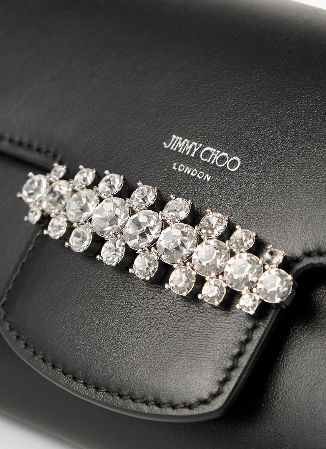 Jimmy Choo Bing clutch van kalfsleer met afneembare schouderriem - detail 2 zwart