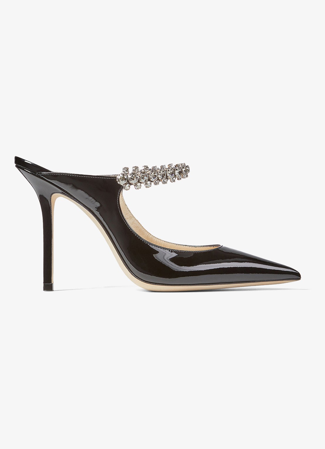 Jimmy Choo Bing muiltje van kalfsleer met lakfinish - voorkant zwart