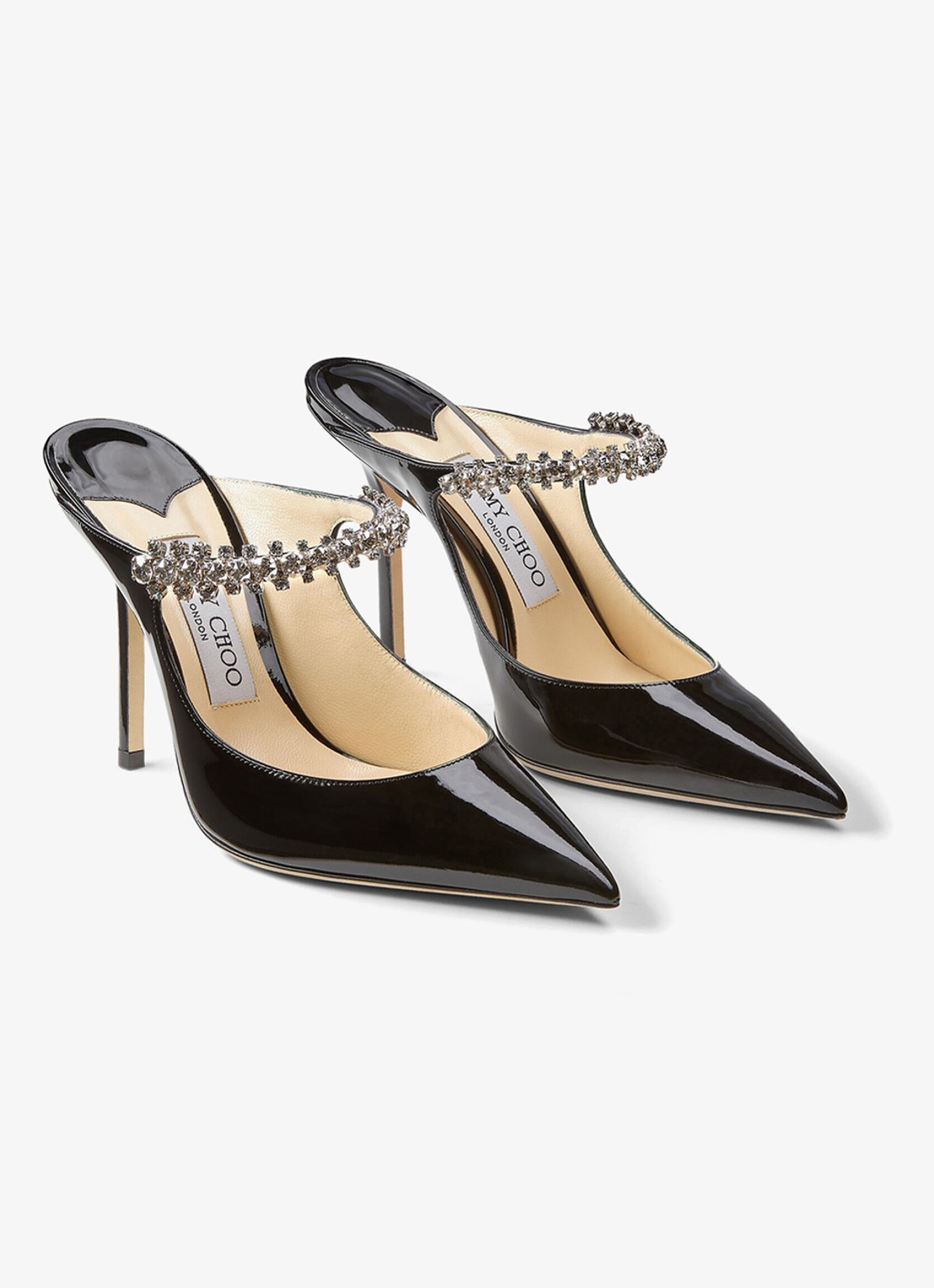 Jimmy Choo Bing muiltje van kalfsleer met lakfinish - voorkant 2 zwart