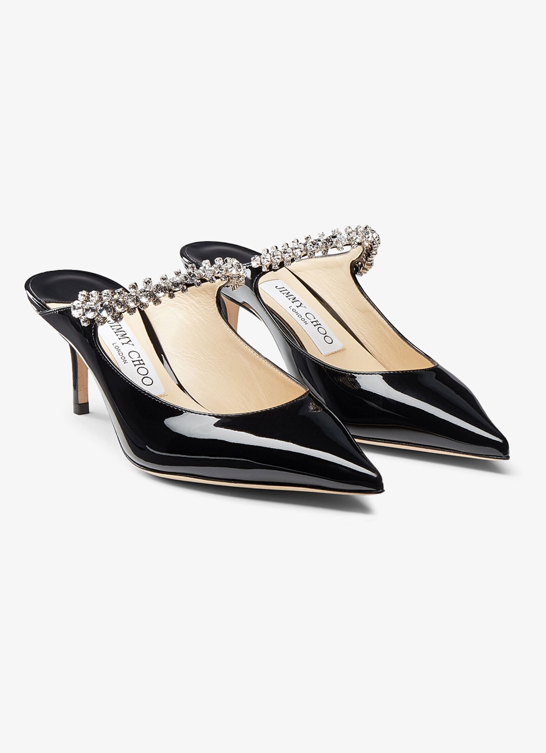 Jimmy Choo Bing muiltje van kalfsleer met lakfinish - voorkant 3 zwart