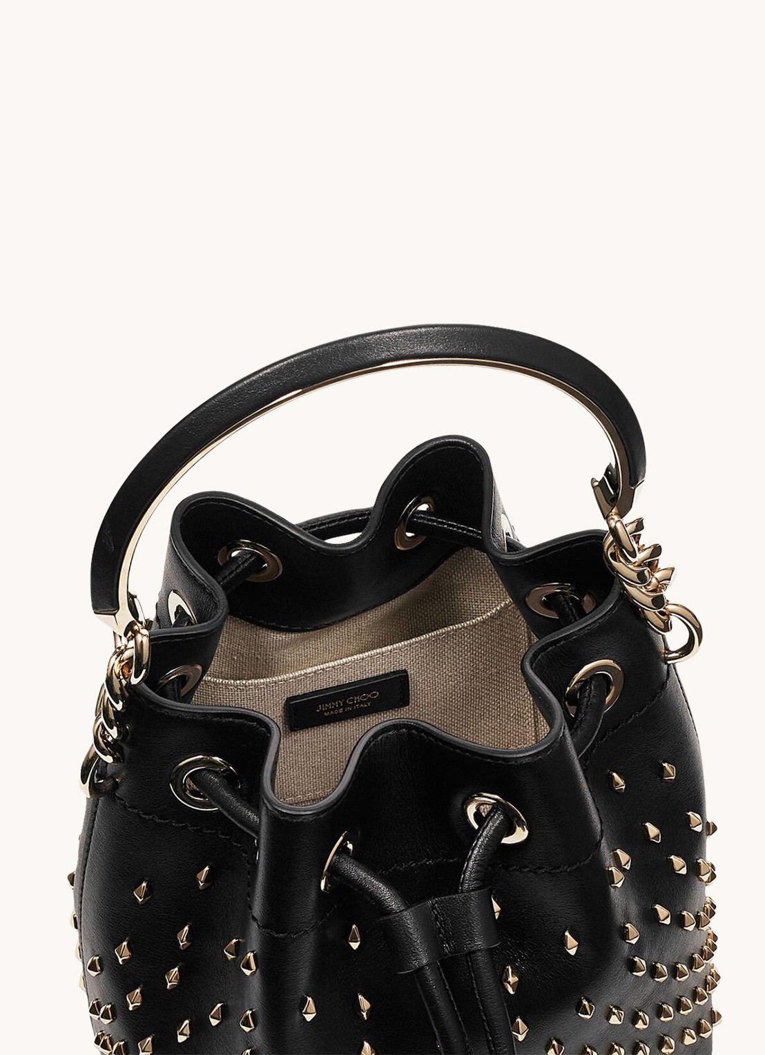 Jimmy Choo Bon Bon Bucket/S handtas van kalfsleer - detail zwart