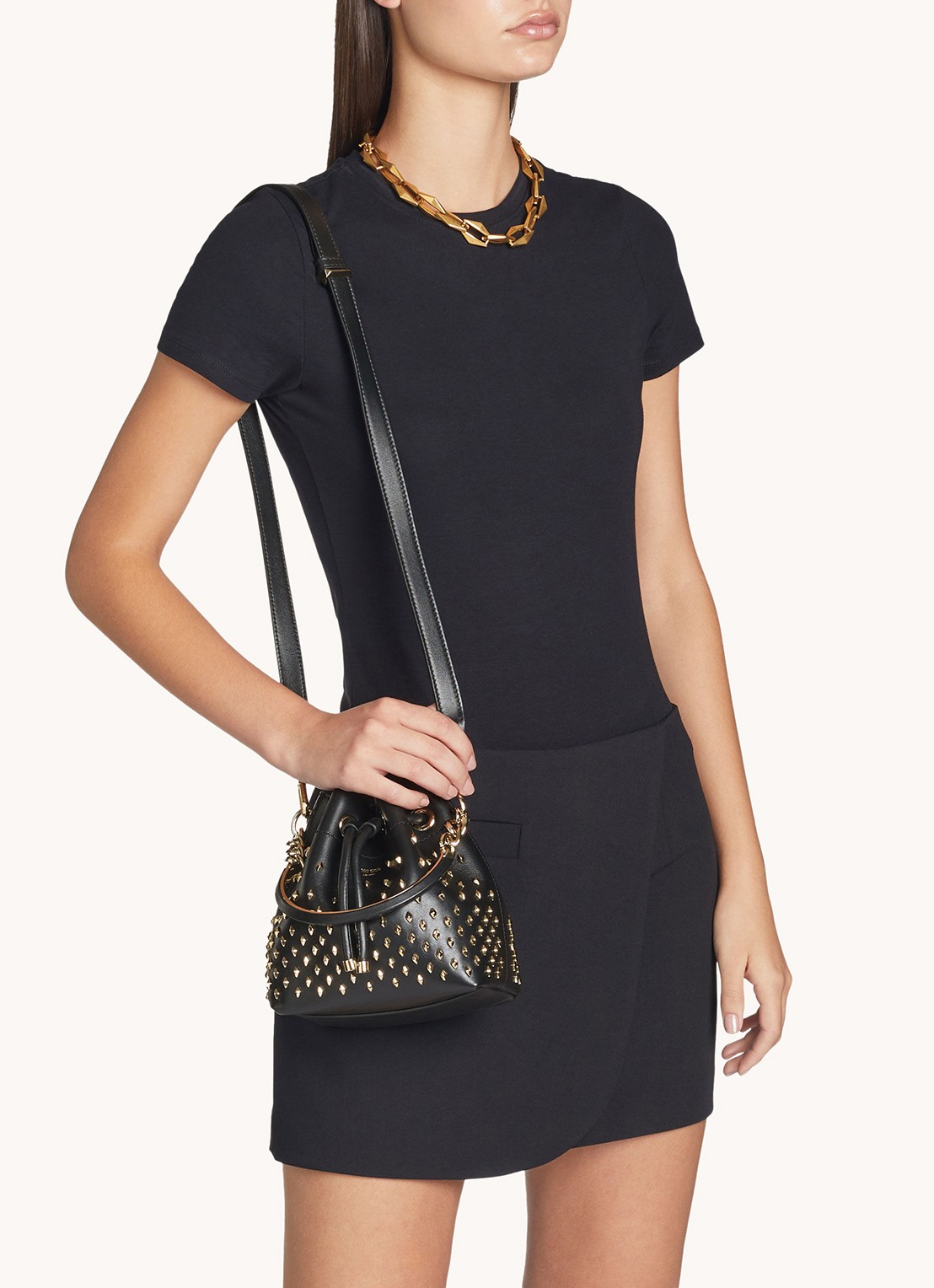 Jimmy Choo Bon Bon Bucket/S handtas van kalfsleer - voorkant 7 zwart