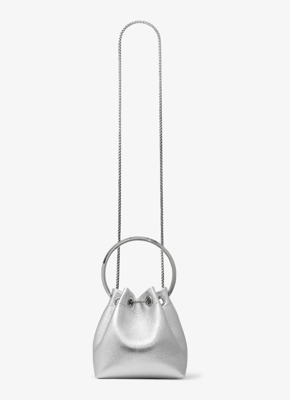 Jimmy Choo Bon Bon handtas van lamsleer met metallic finish - detail 3 zilver
