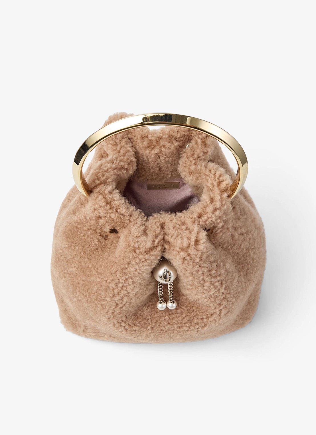 Jimmy Choo Bon Bon handtas van lamsvacht - detail 3 lichtbruin