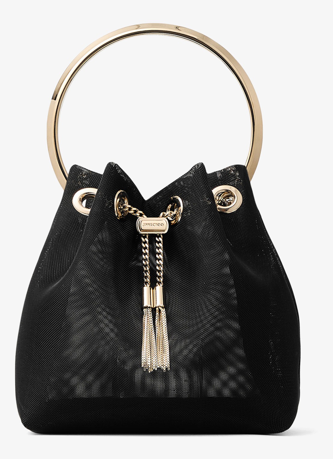 Jimmy Choo Bon Bon handtas van mesh - voorkant zwart