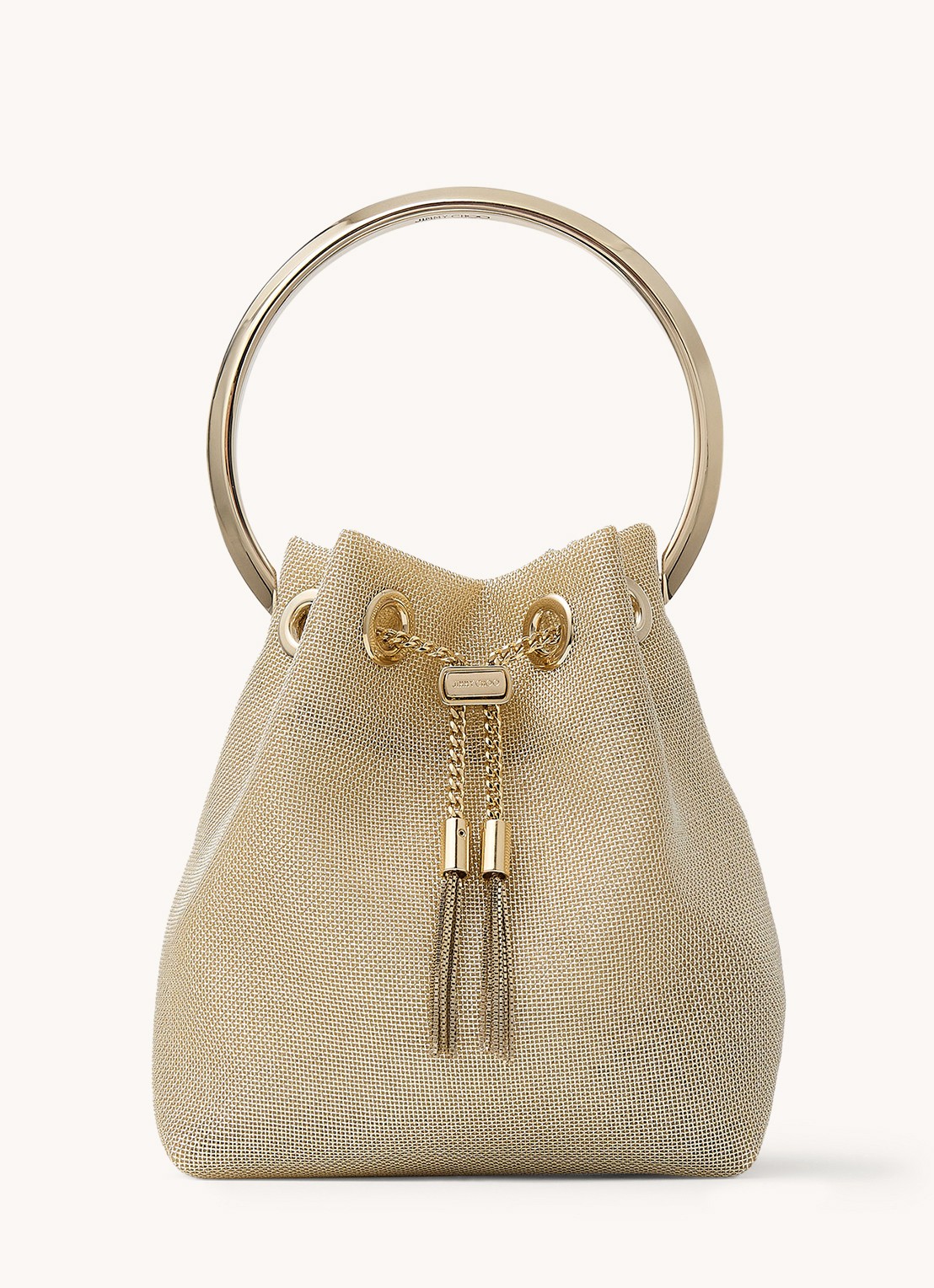 Jimmy Choo Bon Bon handtas van metallic mesh - voorkant goud
