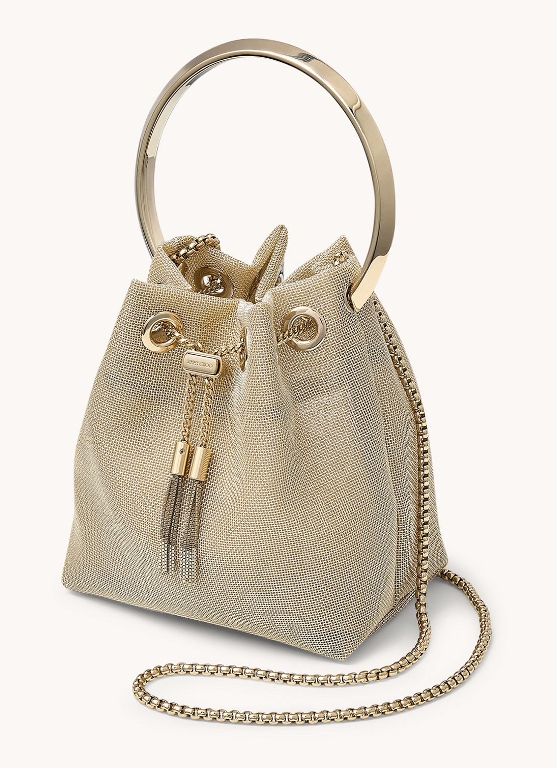 Jimmy Choo Bon Bon handtas van metallic mesh - voorkant 2 goud