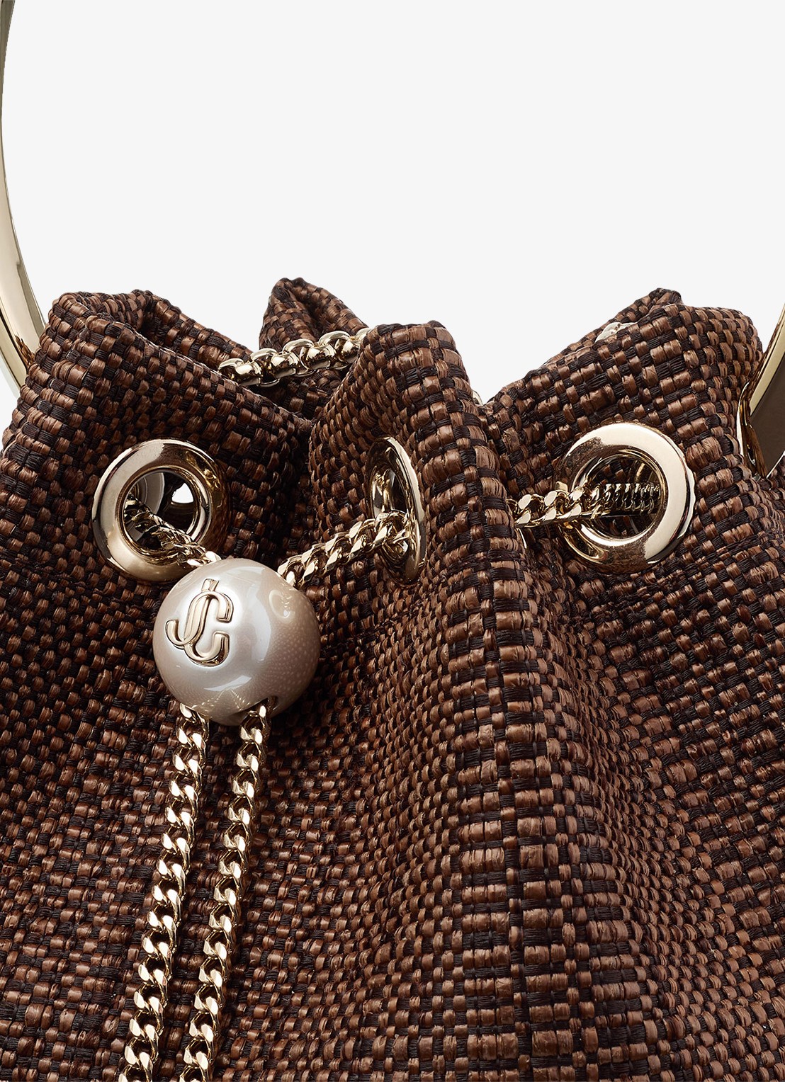 Jimmy Choo Bon Bon handtas van raffia - detail 3 bruin