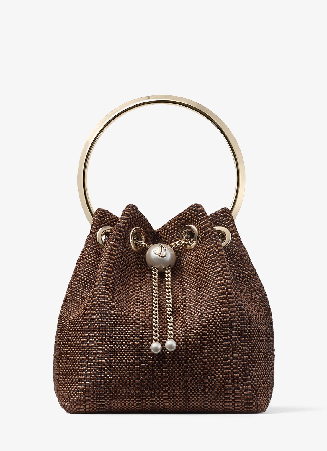 Jimmy Choo Bon Bon handtas van raffia - voorkant 7 bruin