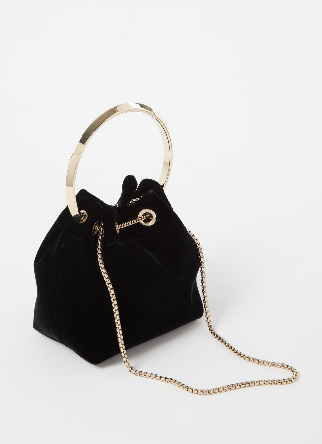 Jimmy Choo Bon Bon Mini handtas van fluweel - achterkant zwart