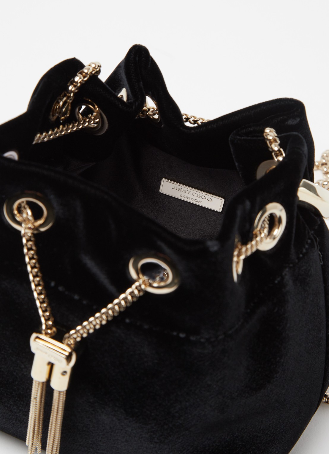 Jimmy Choo Bon Bon Mini handtas van fluweel - detail 3 zwart