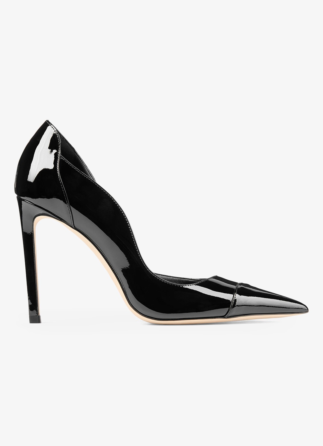 Jimmy Choo Brigitte 100 pump van lakleer - voorkant zwart