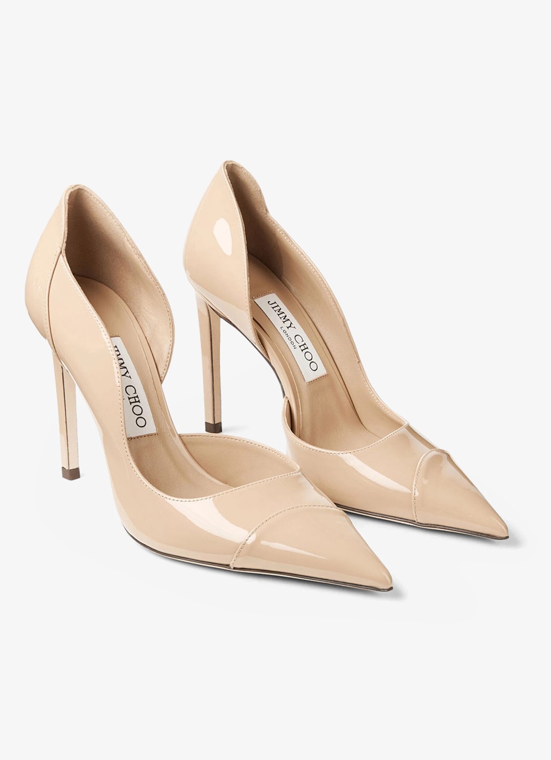 Jimmy Choo Brigitte 100 pump van lakleer - voorkant 3 beige