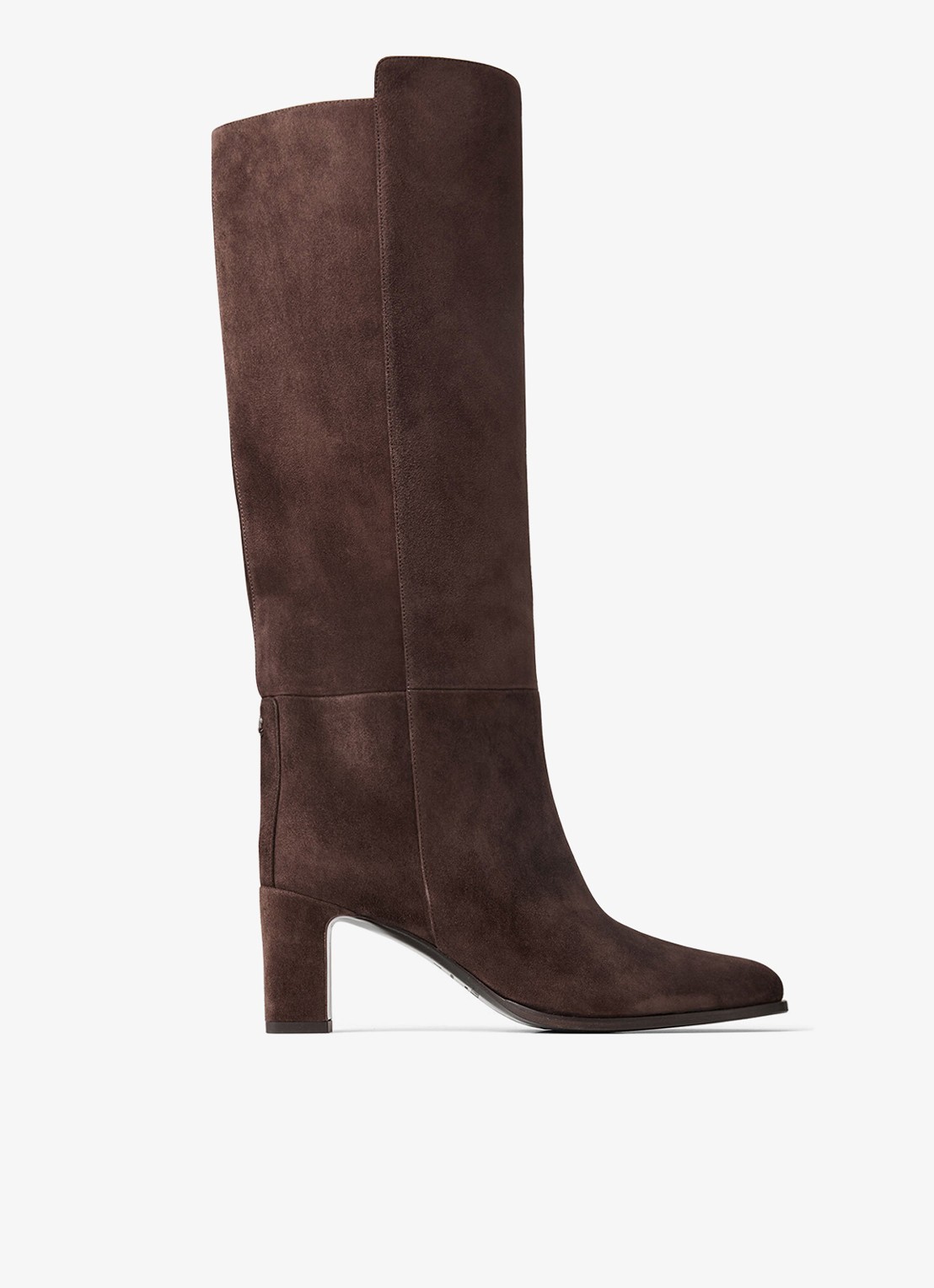 Jimmy Choo Caly 65 laars van geitensuède - voorkant donkerbruin