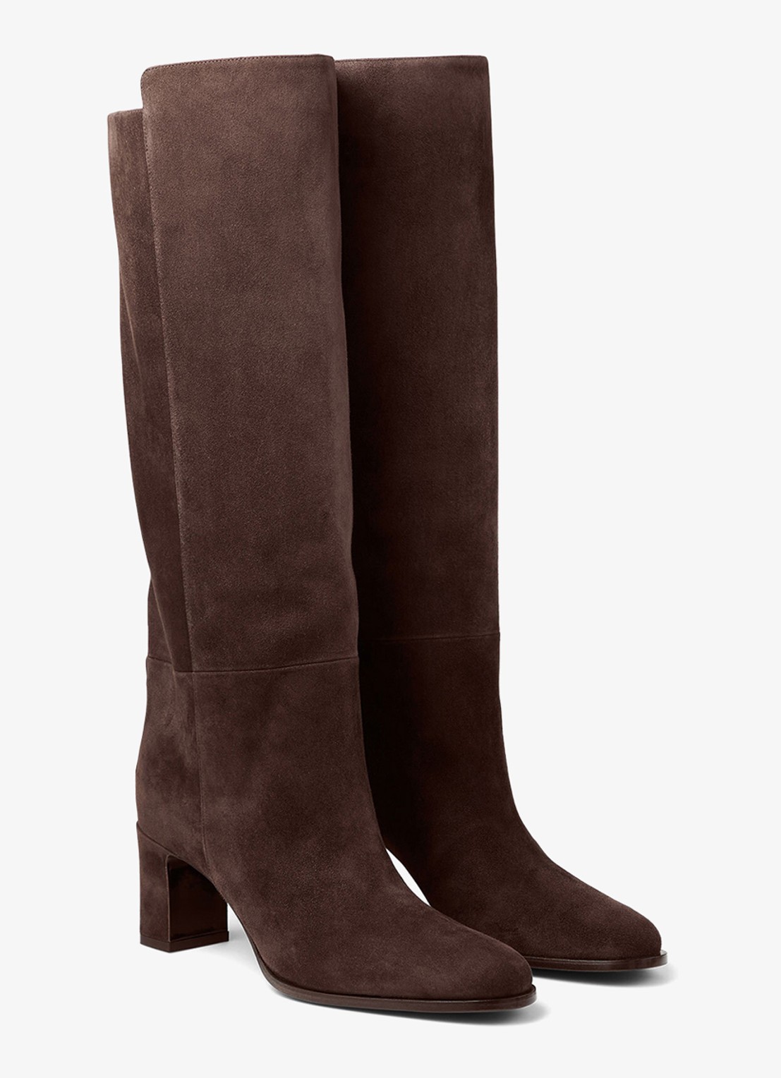 Jimmy Choo Caly 65 laars van geitensuède - voorkant 2 donkerbruin