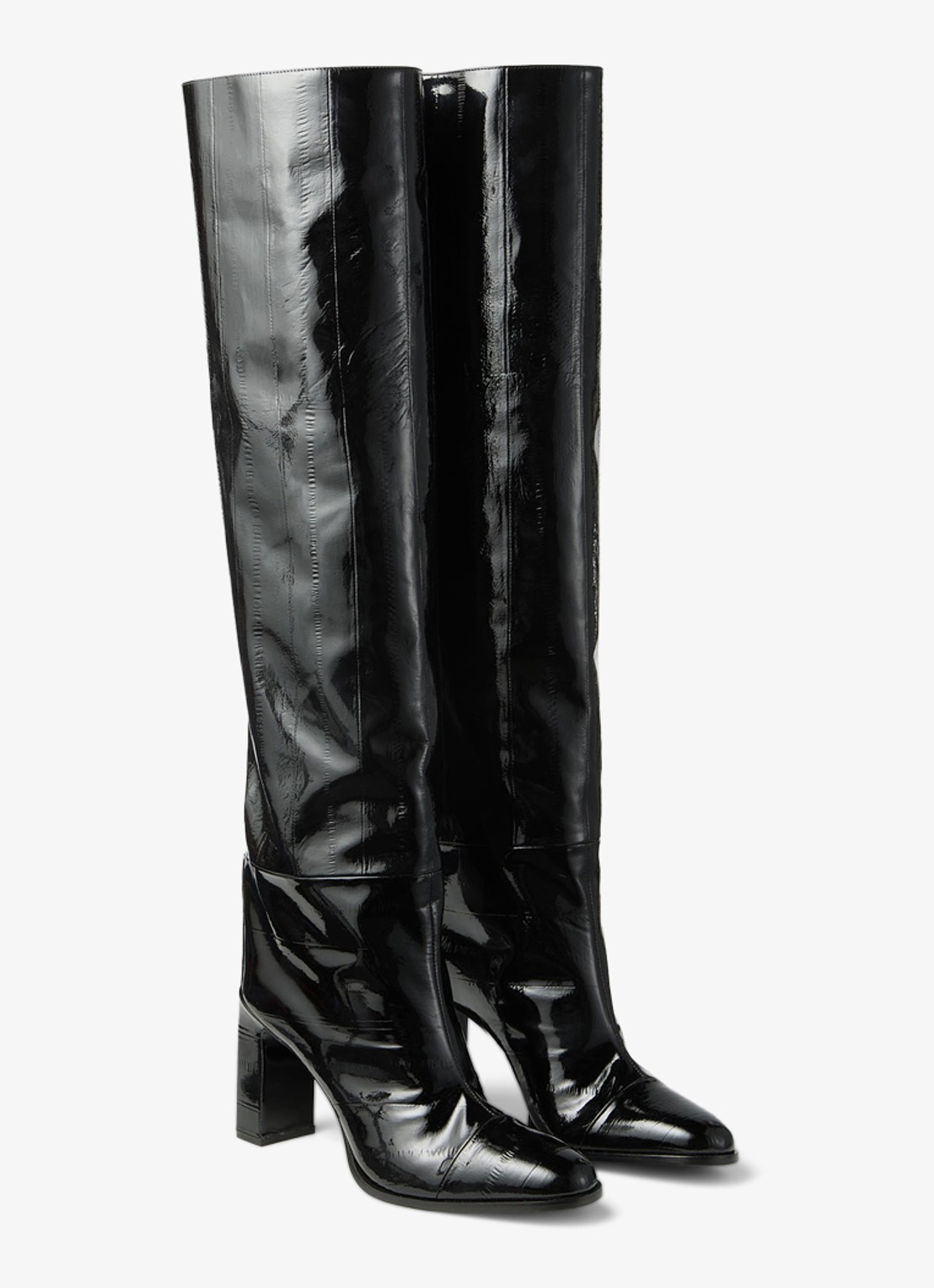 Jimmy Choo Caly 85 overknee laars van kalfsleer  - voorkant 4 zwart