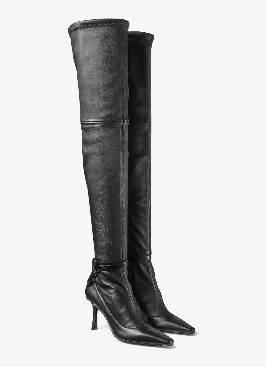 Jimmy Choo Camie 85 overknee laars van lamsleer - voorkant 2 zwart