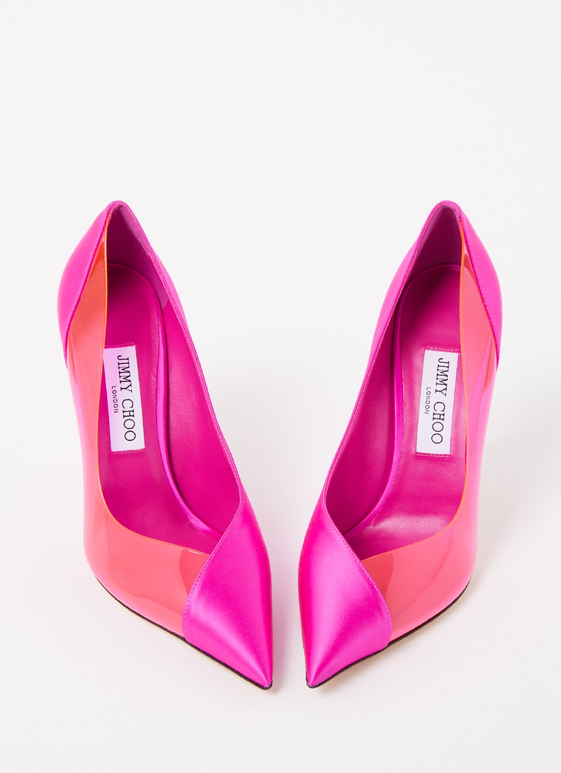 Jimmy Choo Cass pump van satijn - detail 2 fuchsia