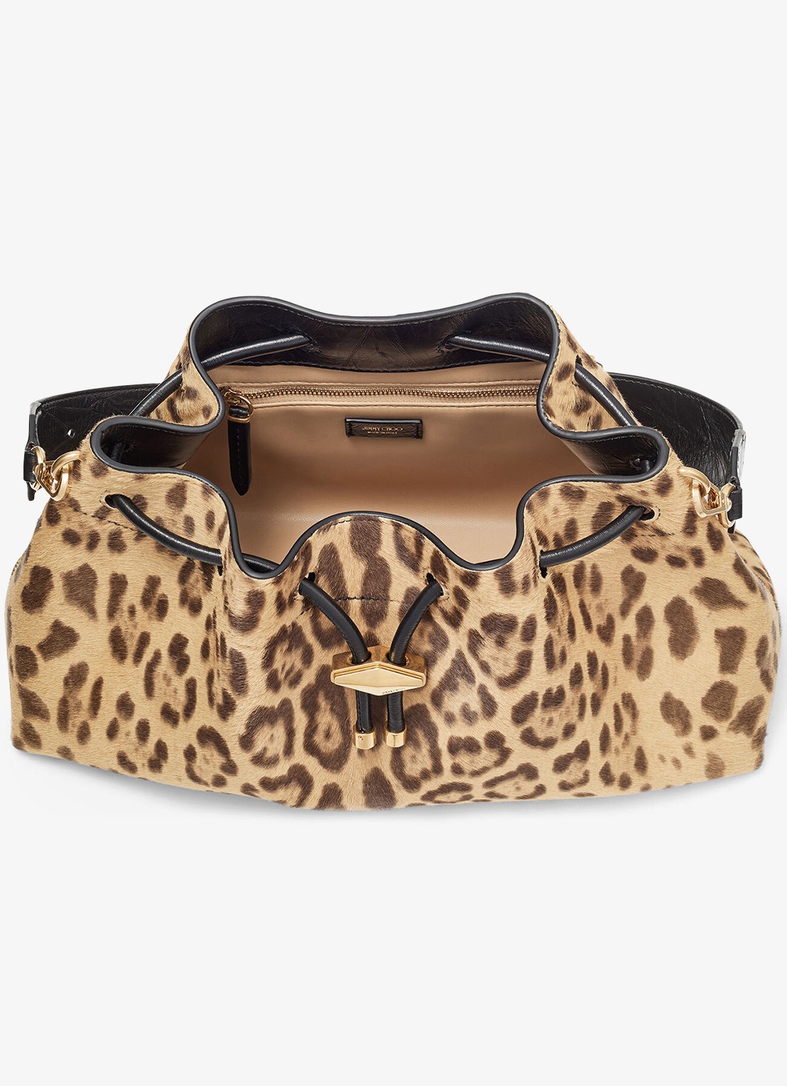 Jimmy Choo Cinch M schoudertas van kalfsleer met ponyhair - detail 4 bruin