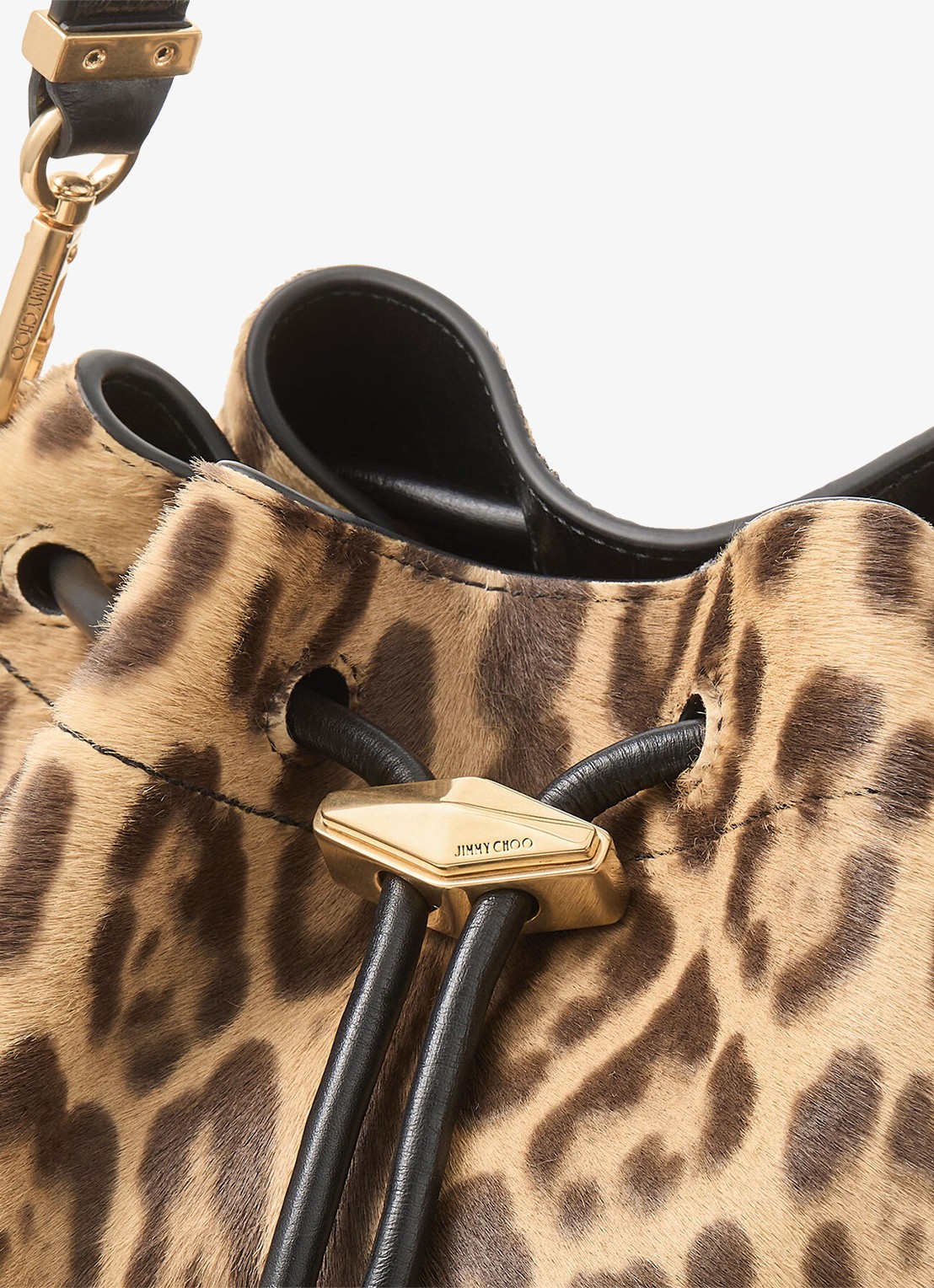 Jimmy Choo Cinch M schoudertas van kalfsleer met ponyhair - detail 5 bruin