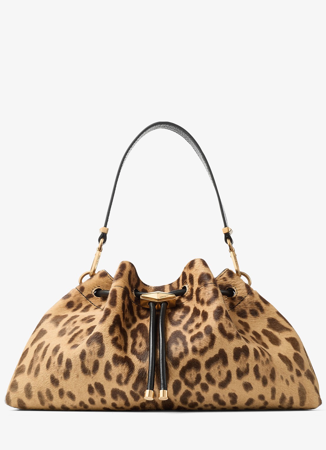 Jimmy Choo Cinch M schoudertas van kalfsleer met ponyhair - voorkant 2 bruin