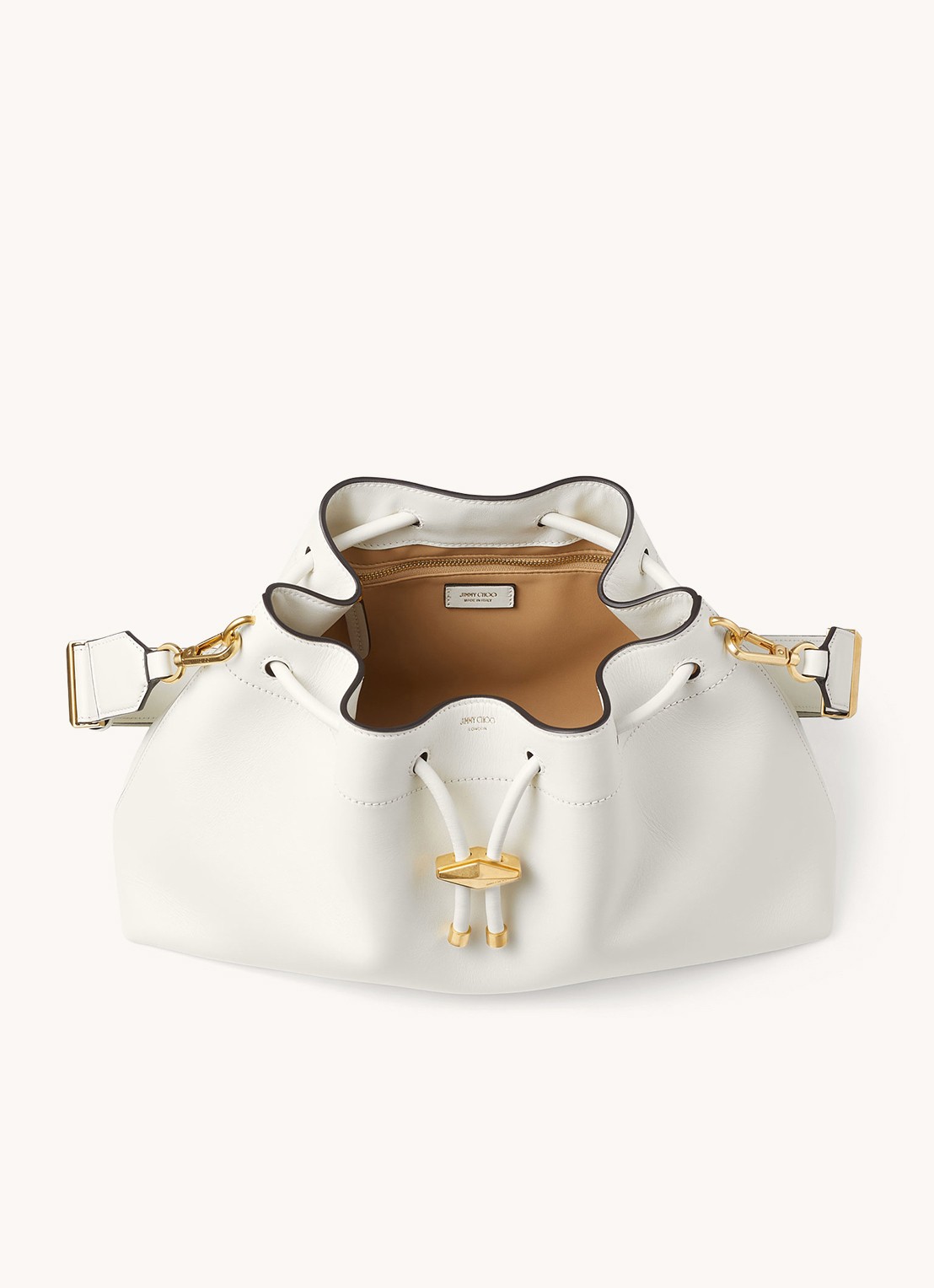 Jimmy Choo Cinch M schoudertas van kalfsleer - detail 4 wit
