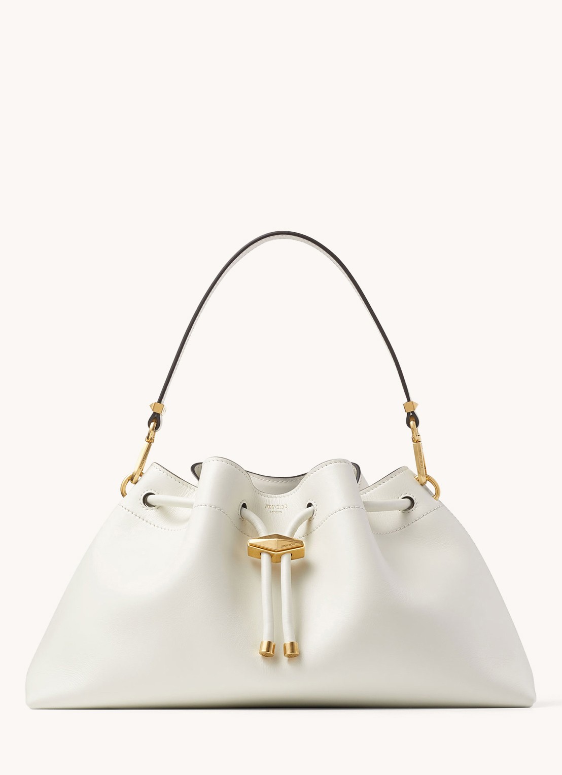 Jimmy Choo Cinch M schoudertas van kalfsleer - voorkant wit