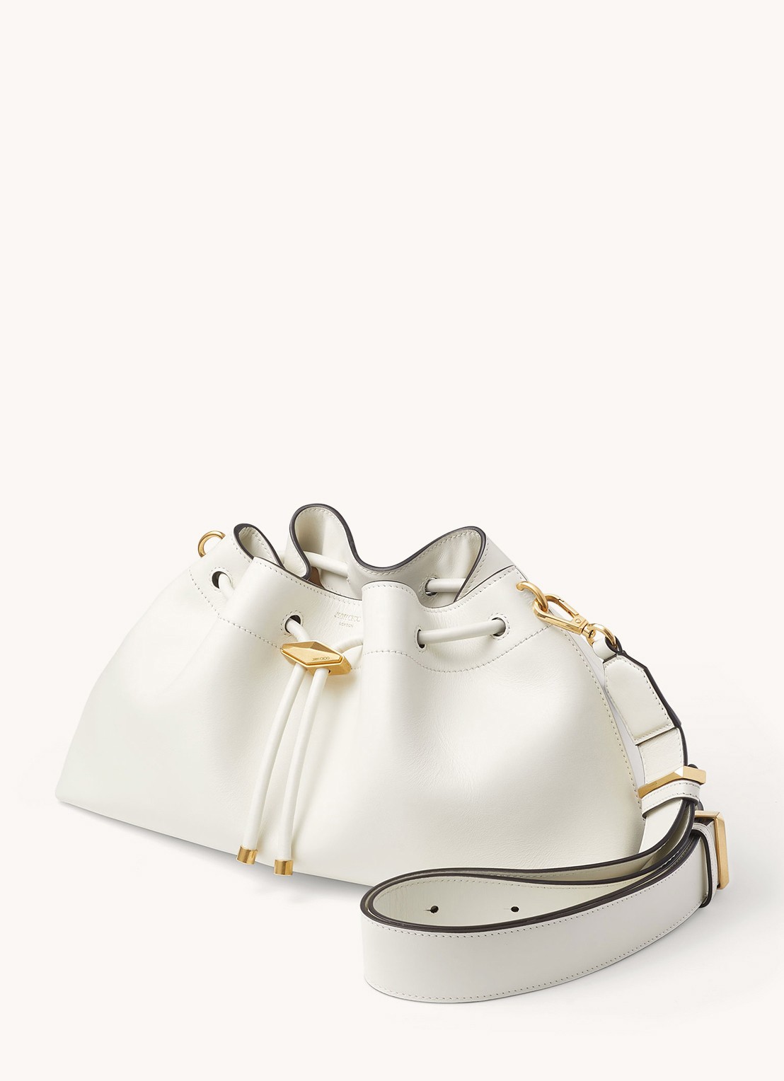 Jimmy Choo Cinch M schoudertas van kalfsleer - voorkant 2 wit