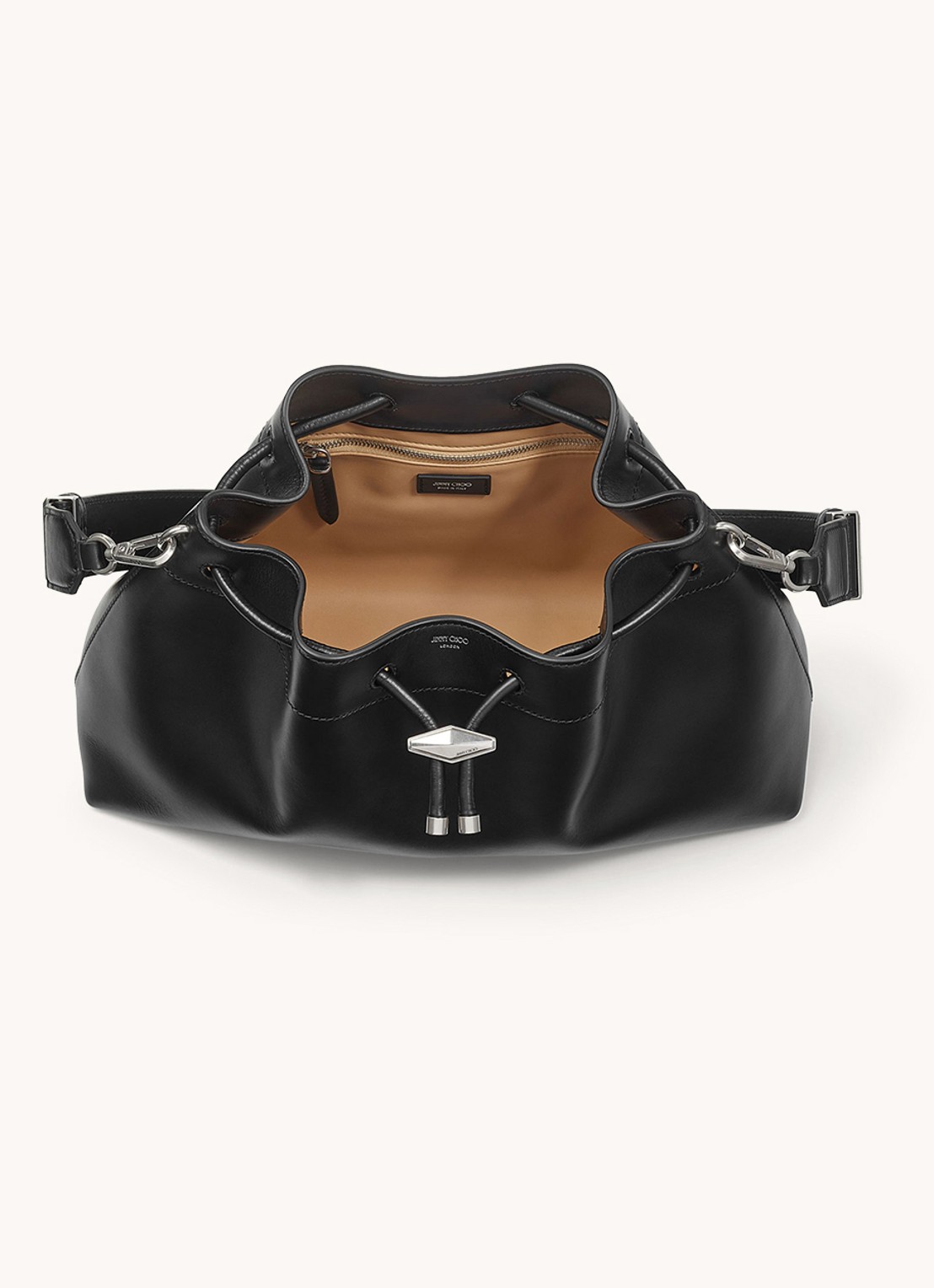 Jimmy Choo Cinch M schoudertas van kalfsleer - detail 4 zwart